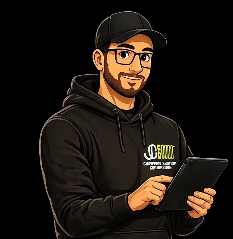 Technicien Joffage avec une tablette